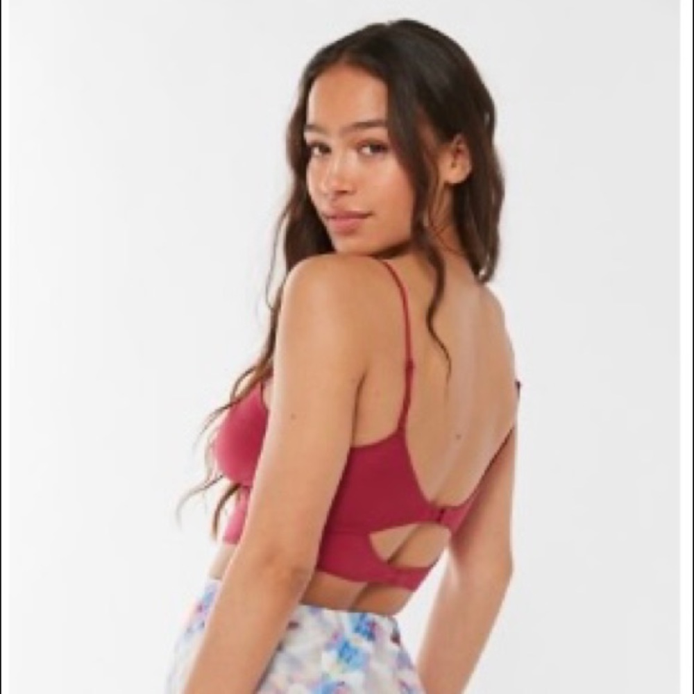 Urban Outfitters - Seamed Bralette Crop Top - Maroon Colored